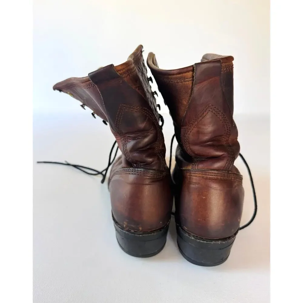 Vintage USA Made Leather Work Boots Aero Glide Soles Brown Men's 8.5D?